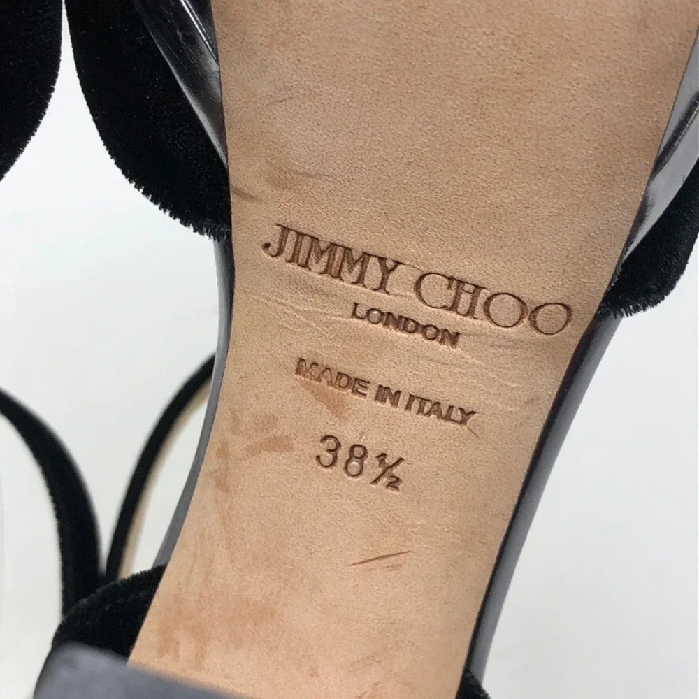 Jimmy Choo‎ Platform Velvet Ankle Strap Stiletto Heels Womens 38.5 8 Going Out
